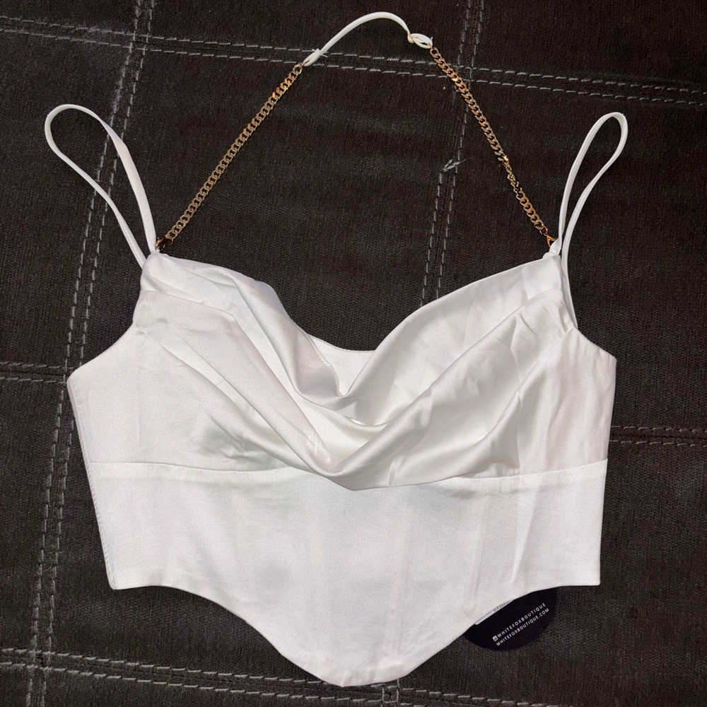 White Satin Corset Top - Picture 2 of 6